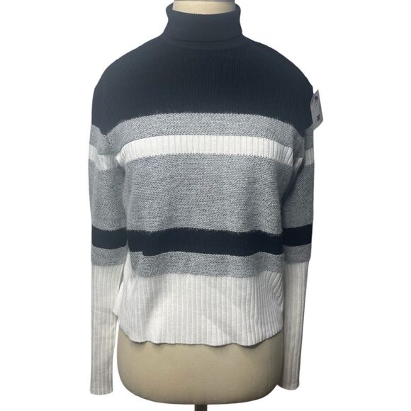 Theory Sweater Size Small S/P Angora Wool Black and White Turtleneck Long Sleeve - Picture 1 of 13